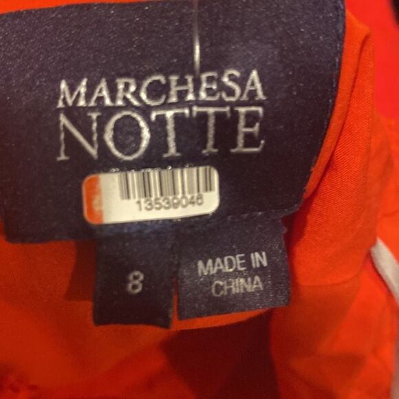 Marchesa Notte Red Tiered Midi Dress - Picture 6 of 13